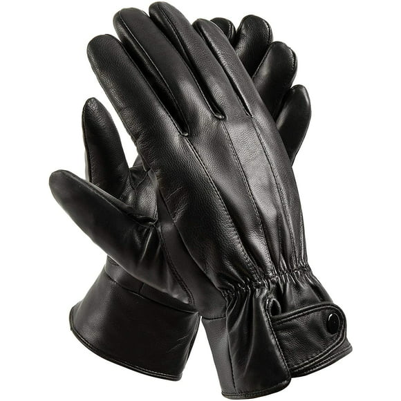 YANXH Men Genuine Leather Gloves Plus Cashmere Keep Warm Drive Gloves 